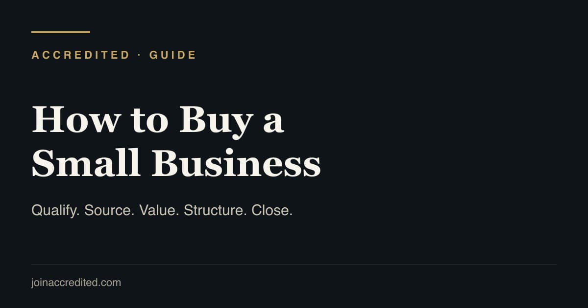 How to Buy a Small Business as an Accredited Investor