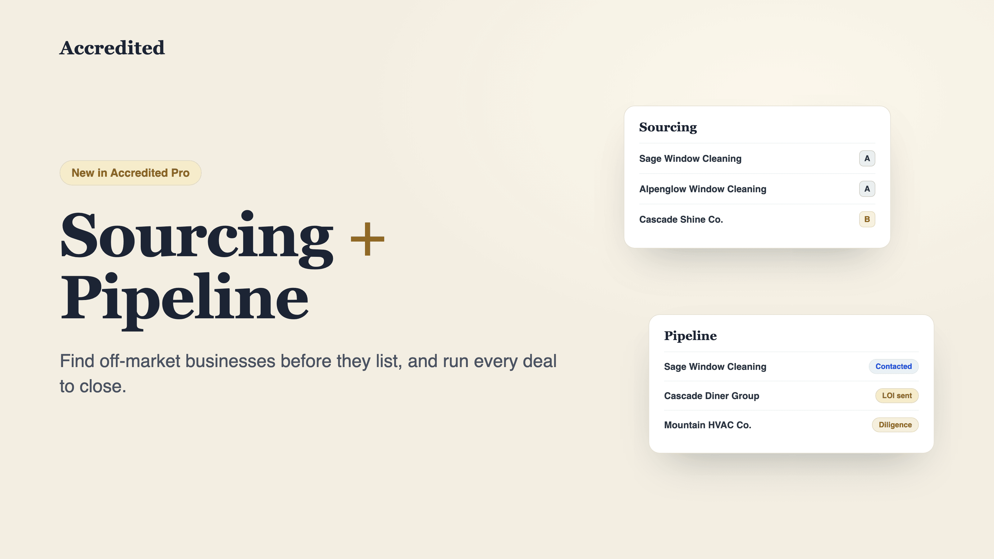 Introducing Sourcing and Pipeline: Find Off-Market Businesses and Run Every Deal to Close